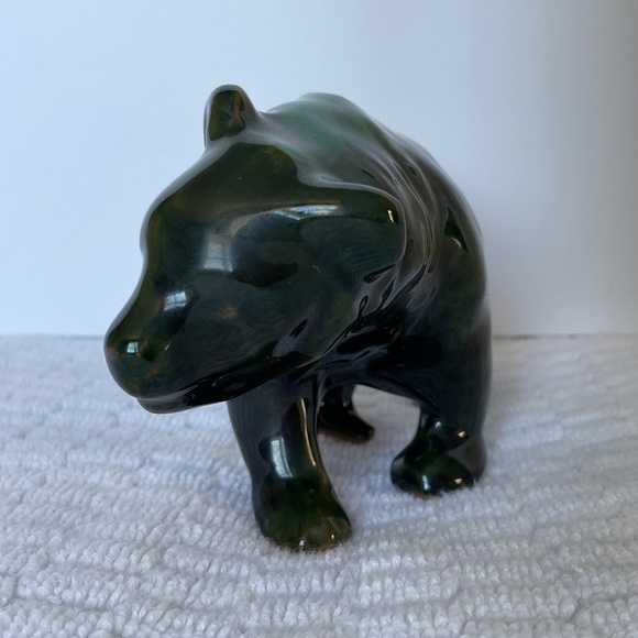 Vintage Evangeline Pottery Ceramic Green Drip Glaze - Bear - Picture 3 of 16